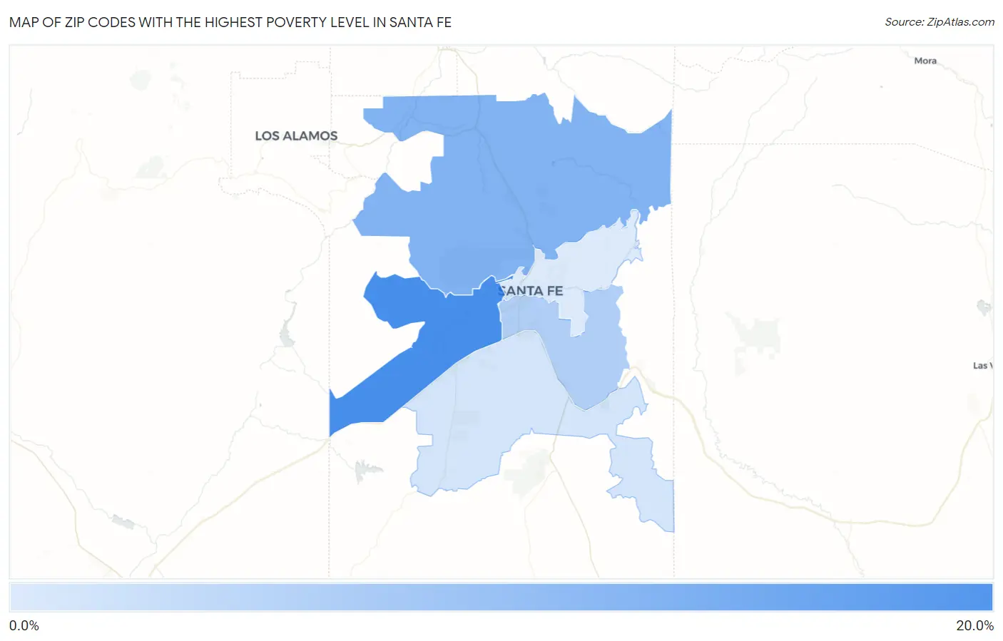 Zip Codes with the Highest Poverty Level in Santa Fe Map