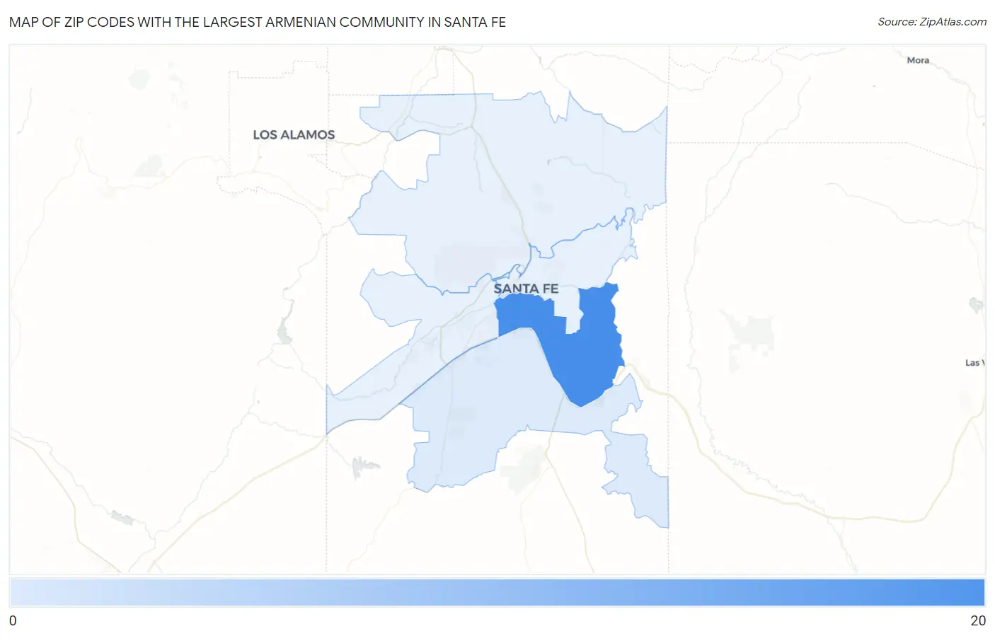 Zip Codes with the Largest Armenian Community in Santa Fe Map