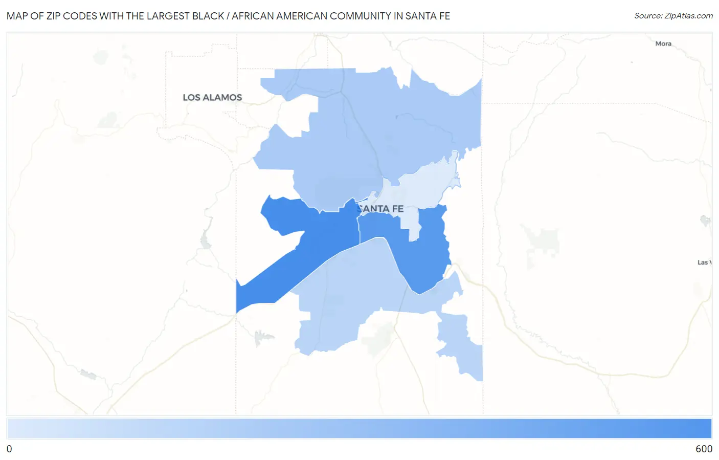 Zip Codes with the Largest Black / African American Community in Santa Fe Map