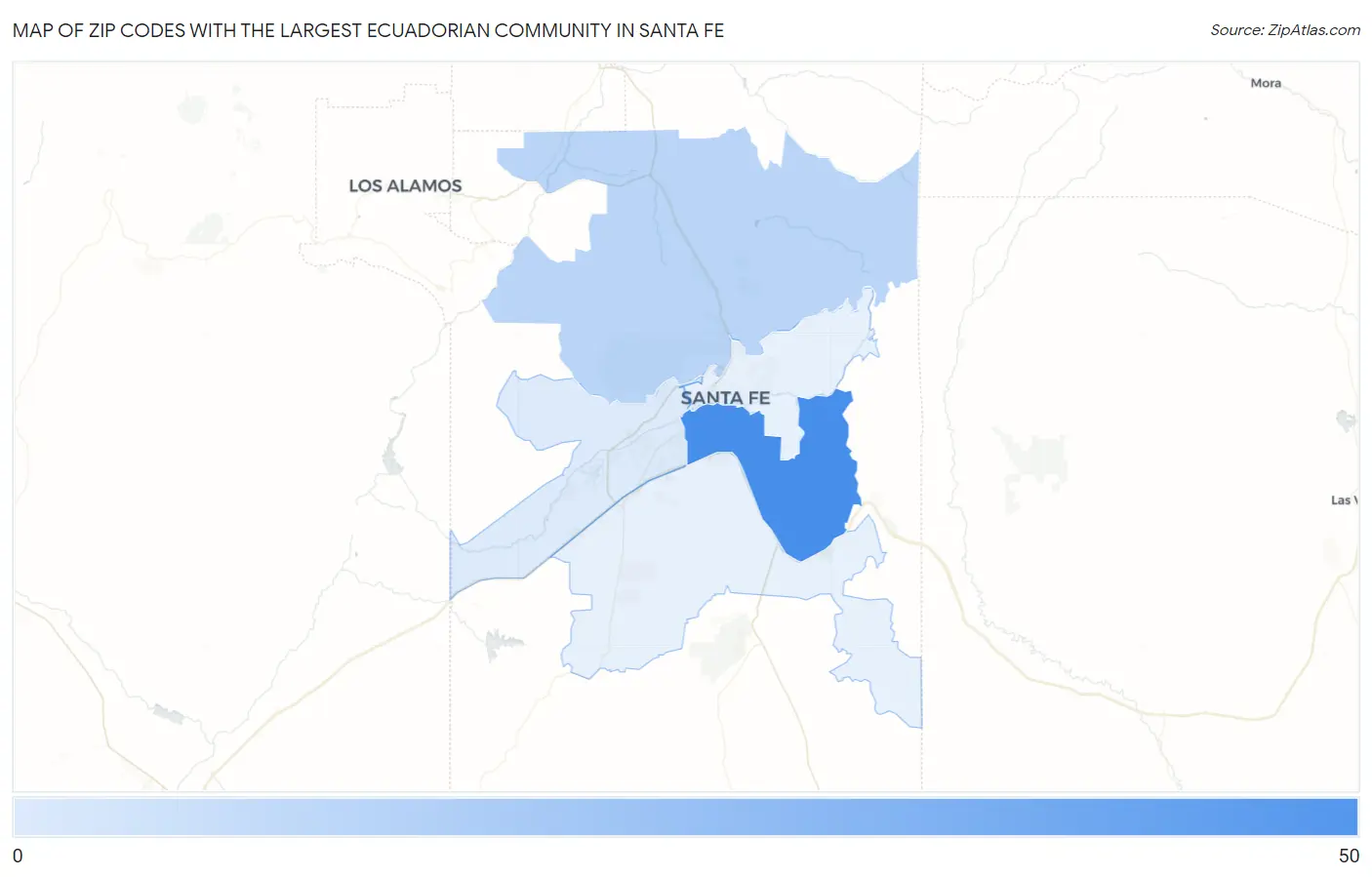 Zip Codes with the Largest Ecuadorian Community in Santa Fe Map