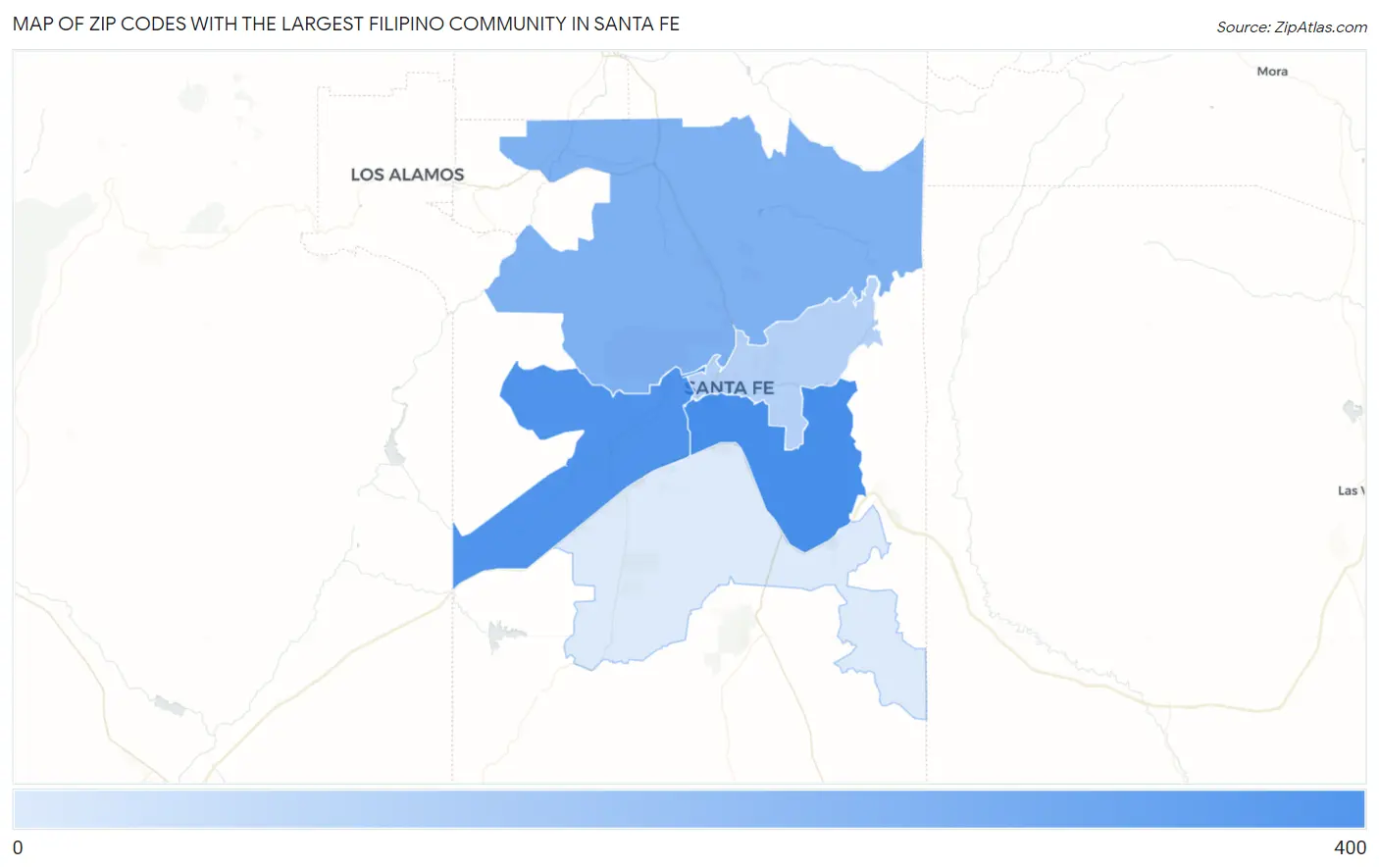 Zip Codes with the Largest Filipino Community in Santa Fe Map
