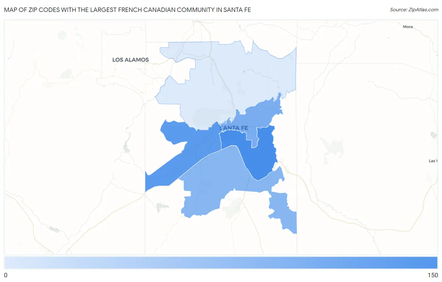 Zip Codes with the Largest French Canadian Community in Santa Fe Map