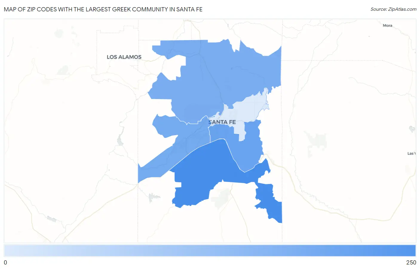 Zip Codes with the Largest Greek Community in Santa Fe Map