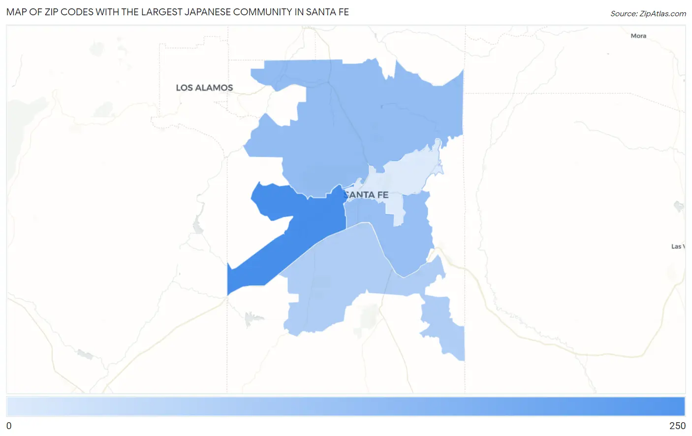Zip Codes with the Largest Japanese Community in Santa Fe Map