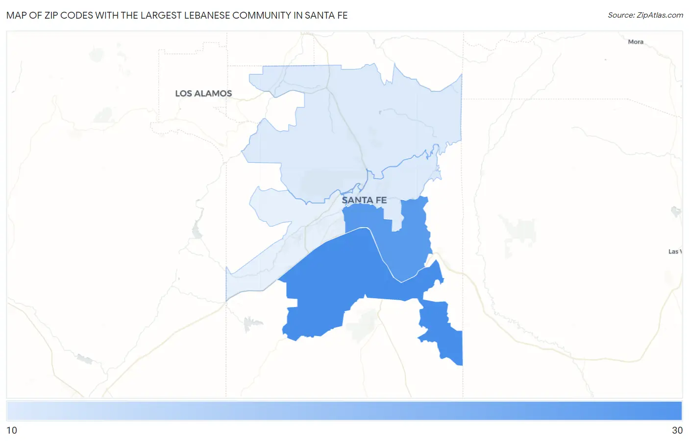 Zip Codes with the Largest Lebanese Community in Santa Fe Map