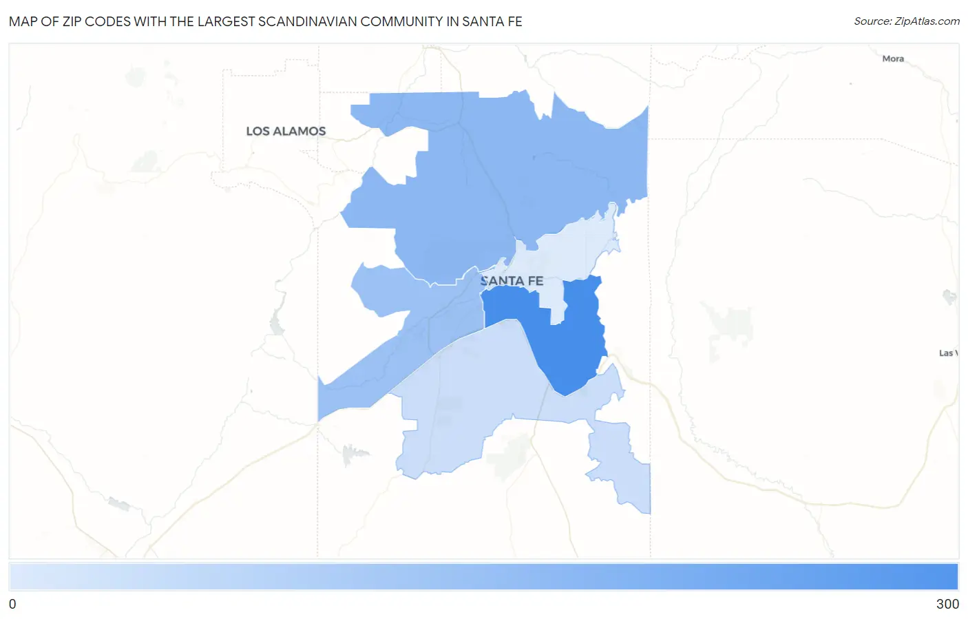Zip Codes with the Largest Scandinavian Community in Santa Fe Map