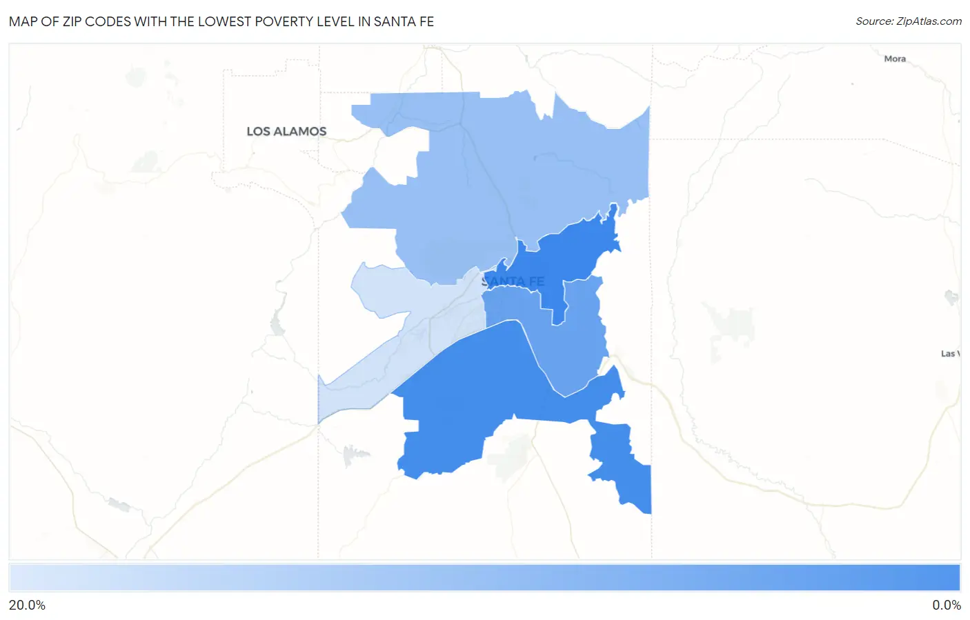 Zip Codes with the Lowest Poverty Level in Santa Fe Map
