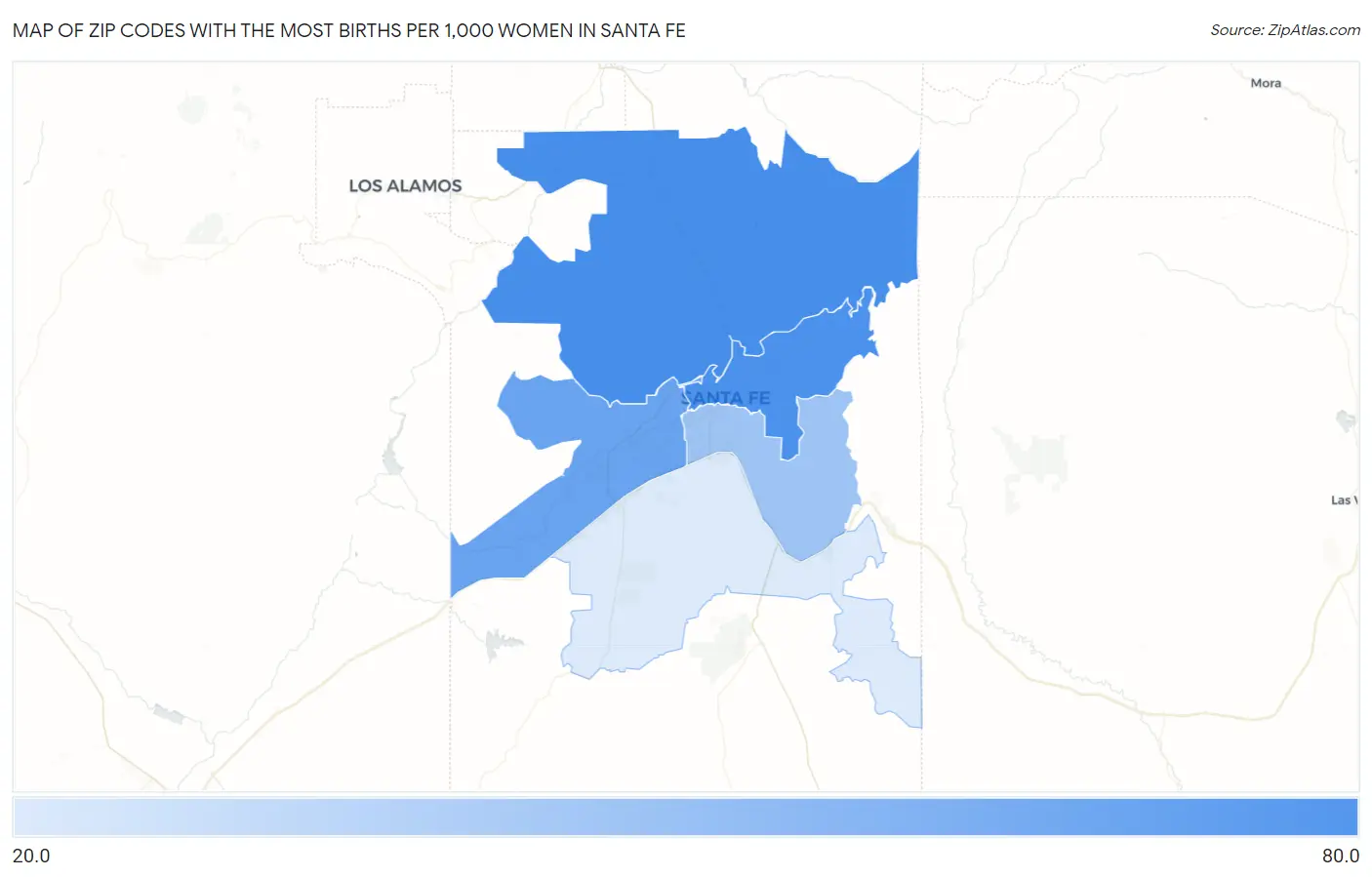 Zip Codes with the Most Births per 1,000 Women in Santa Fe Map