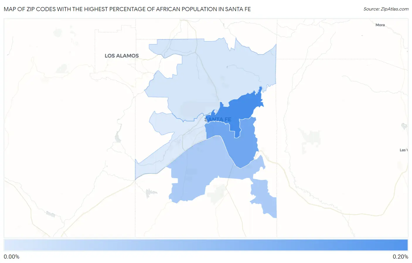 Zip Codes with the Highest Percentage of African Population in Santa Fe Map