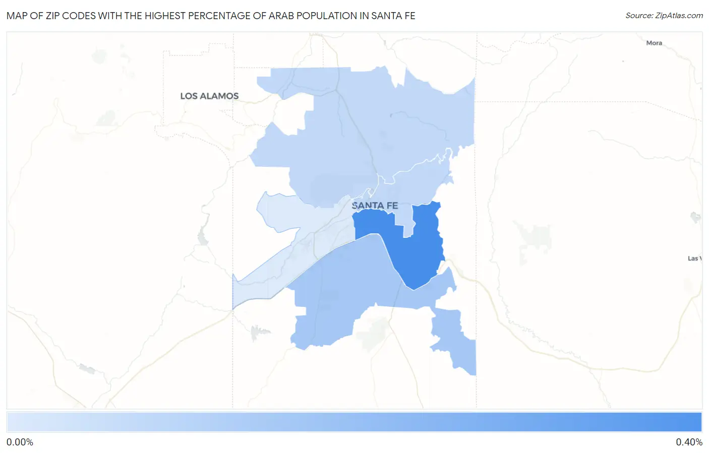 Zip Codes with the Highest Percentage of Arab Population in Santa Fe Map