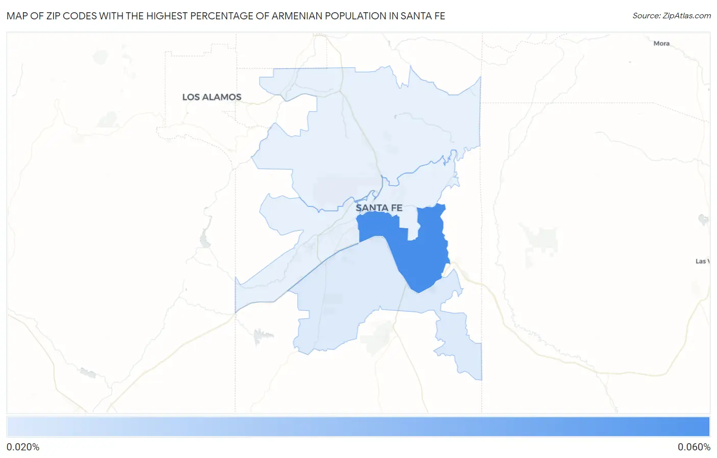 Zip Codes with the Highest Percentage of Armenian Population in Santa Fe Map