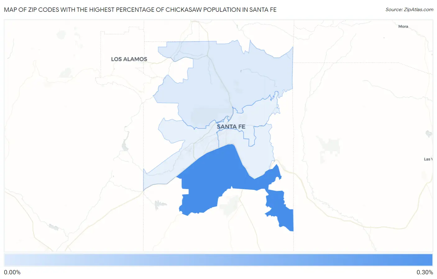 Zip Codes with the Highest Percentage of Chickasaw Population in Santa Fe Map