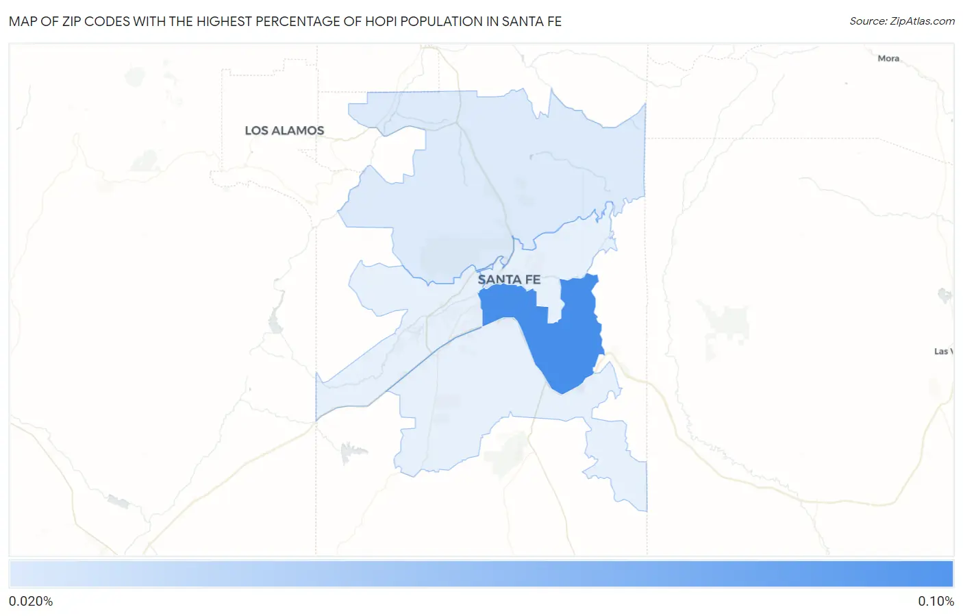 Zip Codes with the Highest Percentage of Hopi Population in Santa Fe Map
