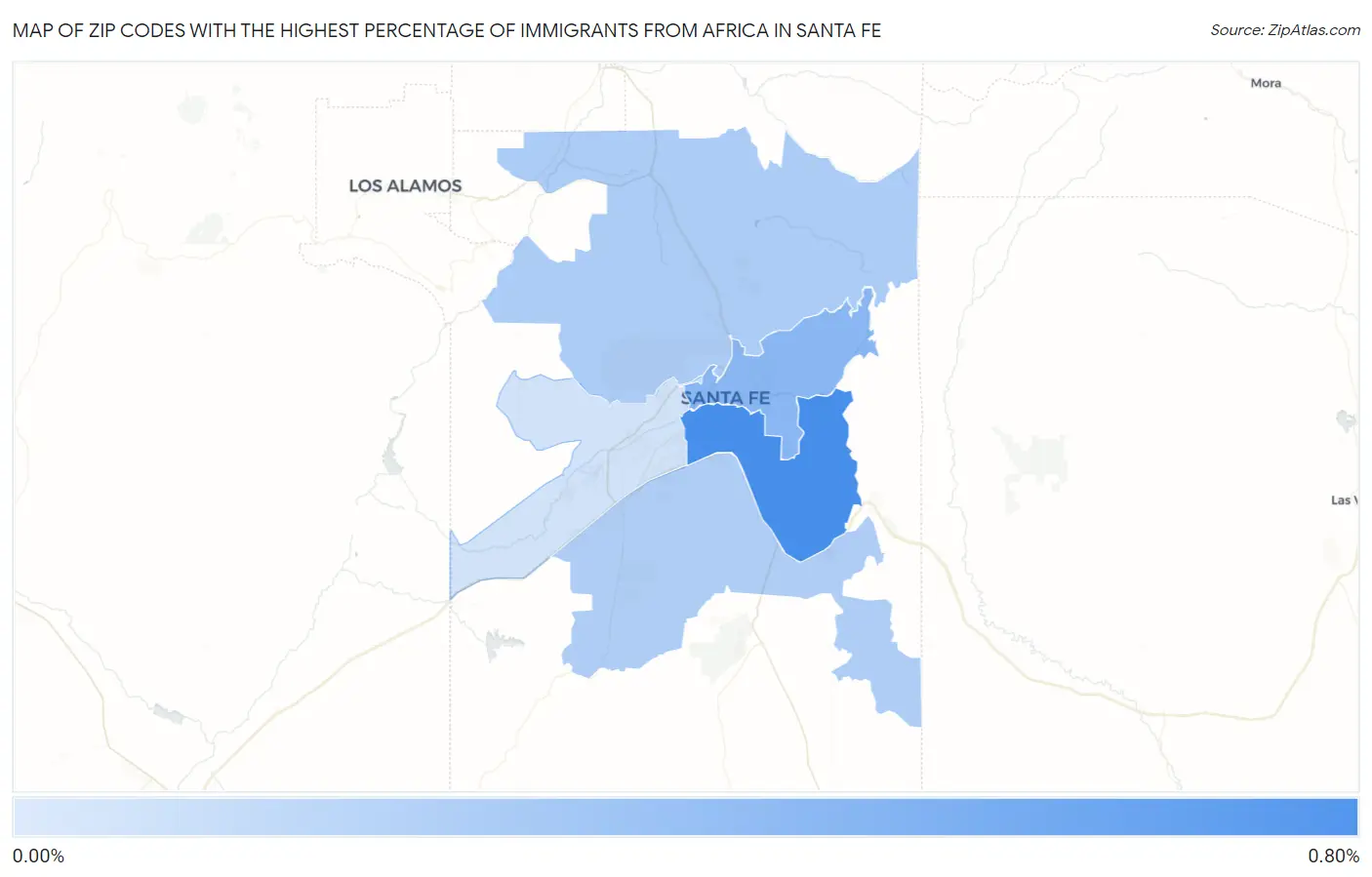 Zip Codes with the Highest Percentage of Immigrants from Africa in Santa Fe Map
