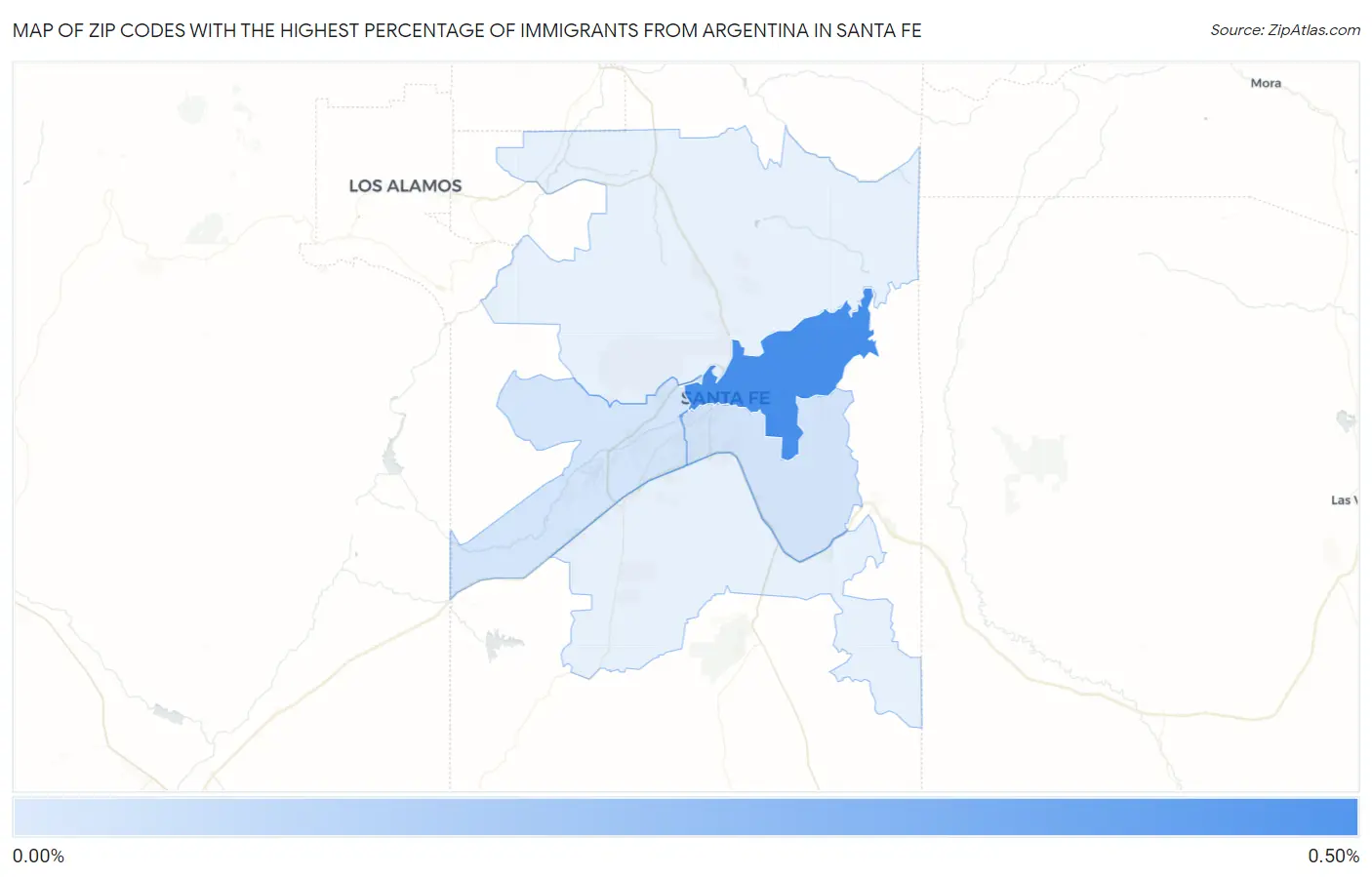 Zip Codes with the Highest Percentage of Immigrants from Argentina in Santa Fe Map