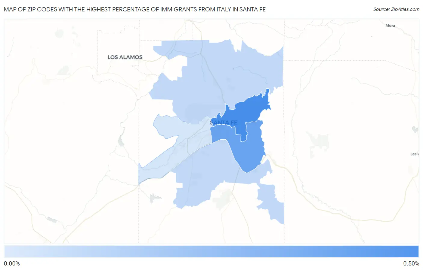 Zip Codes with the Highest Percentage of Immigrants from Italy in Santa Fe Map