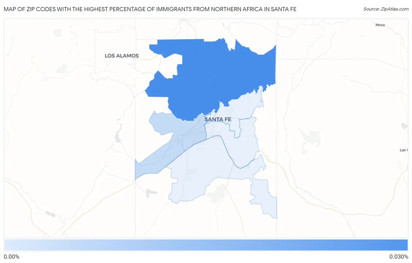 Zip Codes with the Highest Percentage of Immigrants from Northern Africa in Santa Fe Map