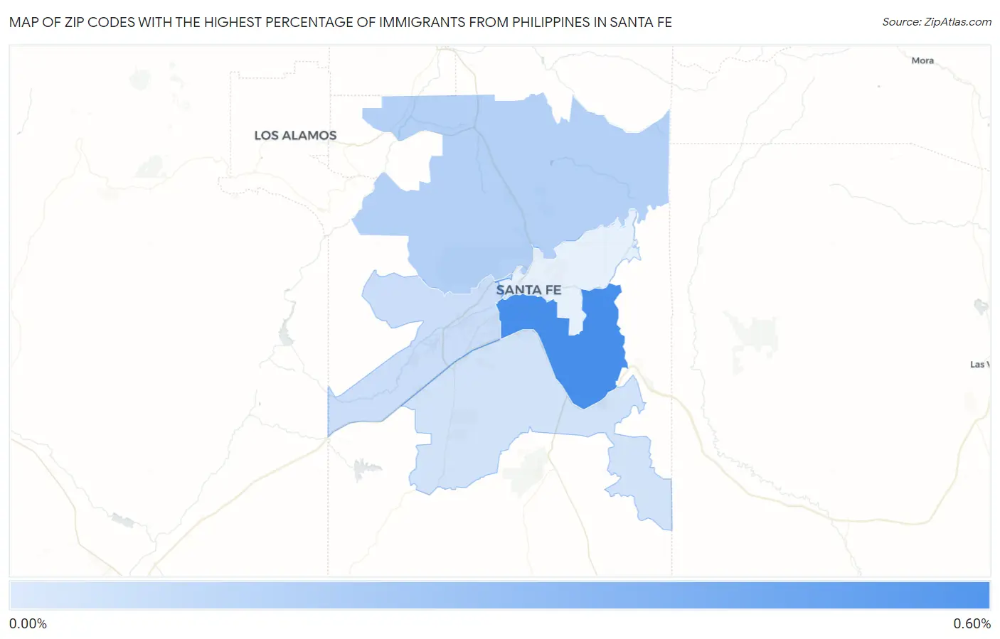 Zip Codes with the Highest Percentage of Immigrants from Philippines in Santa Fe Map