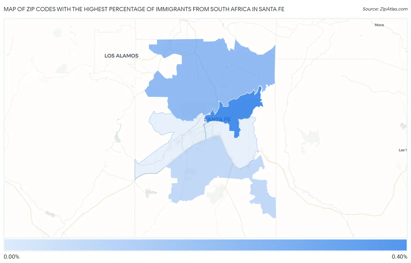Zip Codes with the Highest Percentage of Immigrants from South Africa in Santa Fe Map