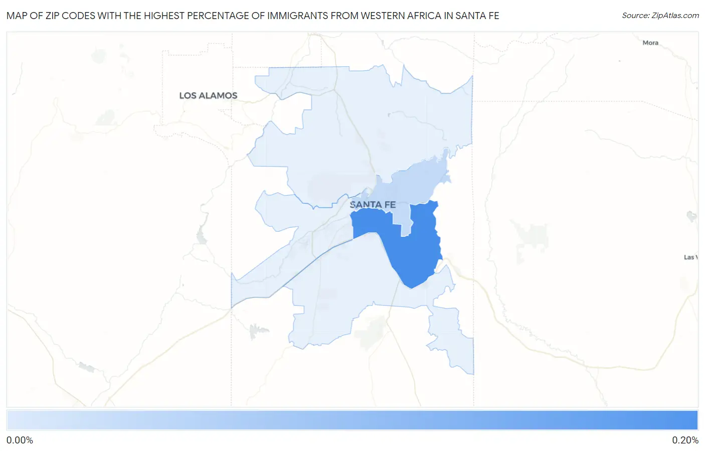 Zip Codes with the Highest Percentage of Immigrants from Western Africa in Santa Fe Map