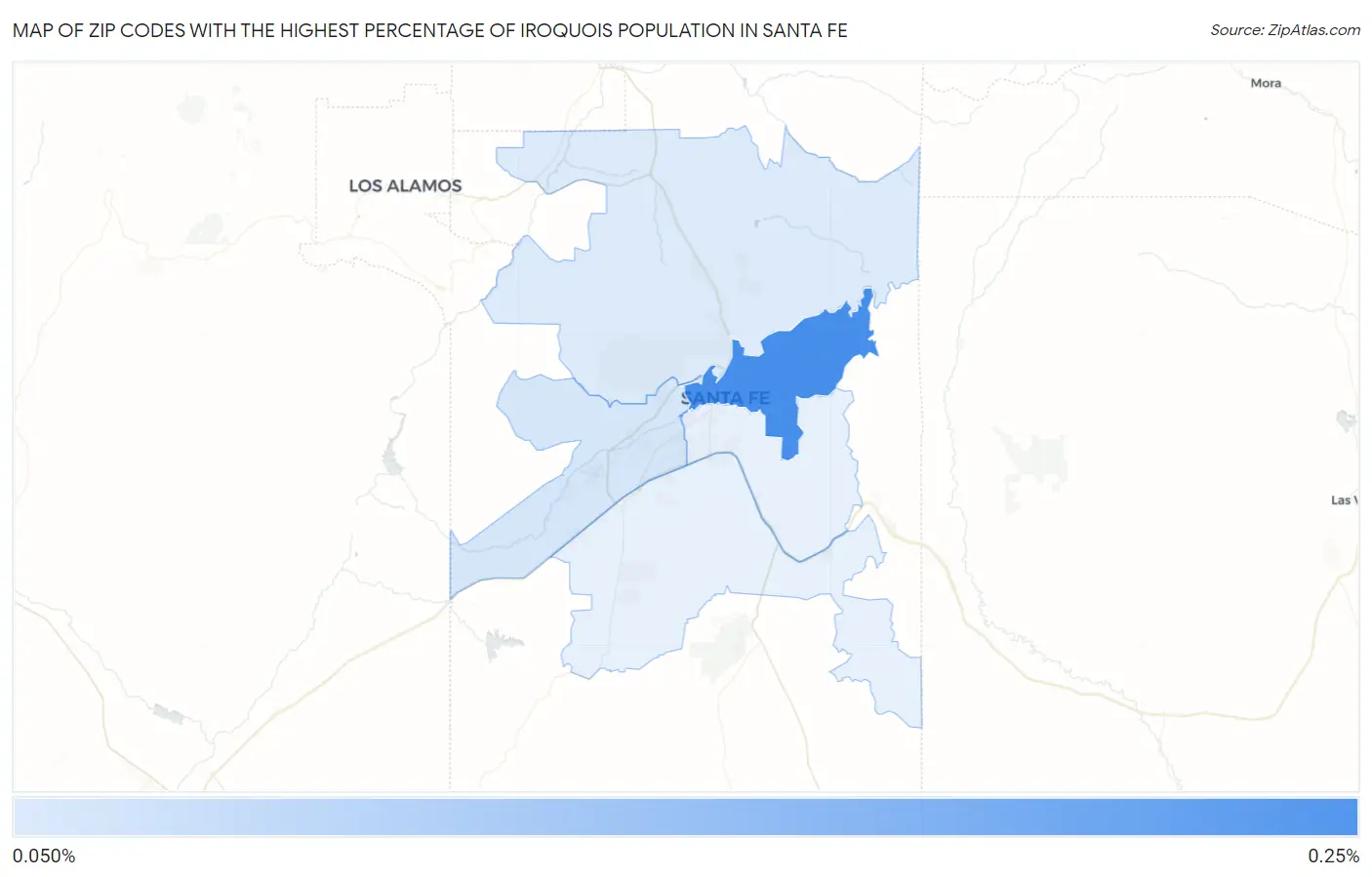 Zip Codes with the Highest Percentage of Iroquois Population in Santa Fe Map