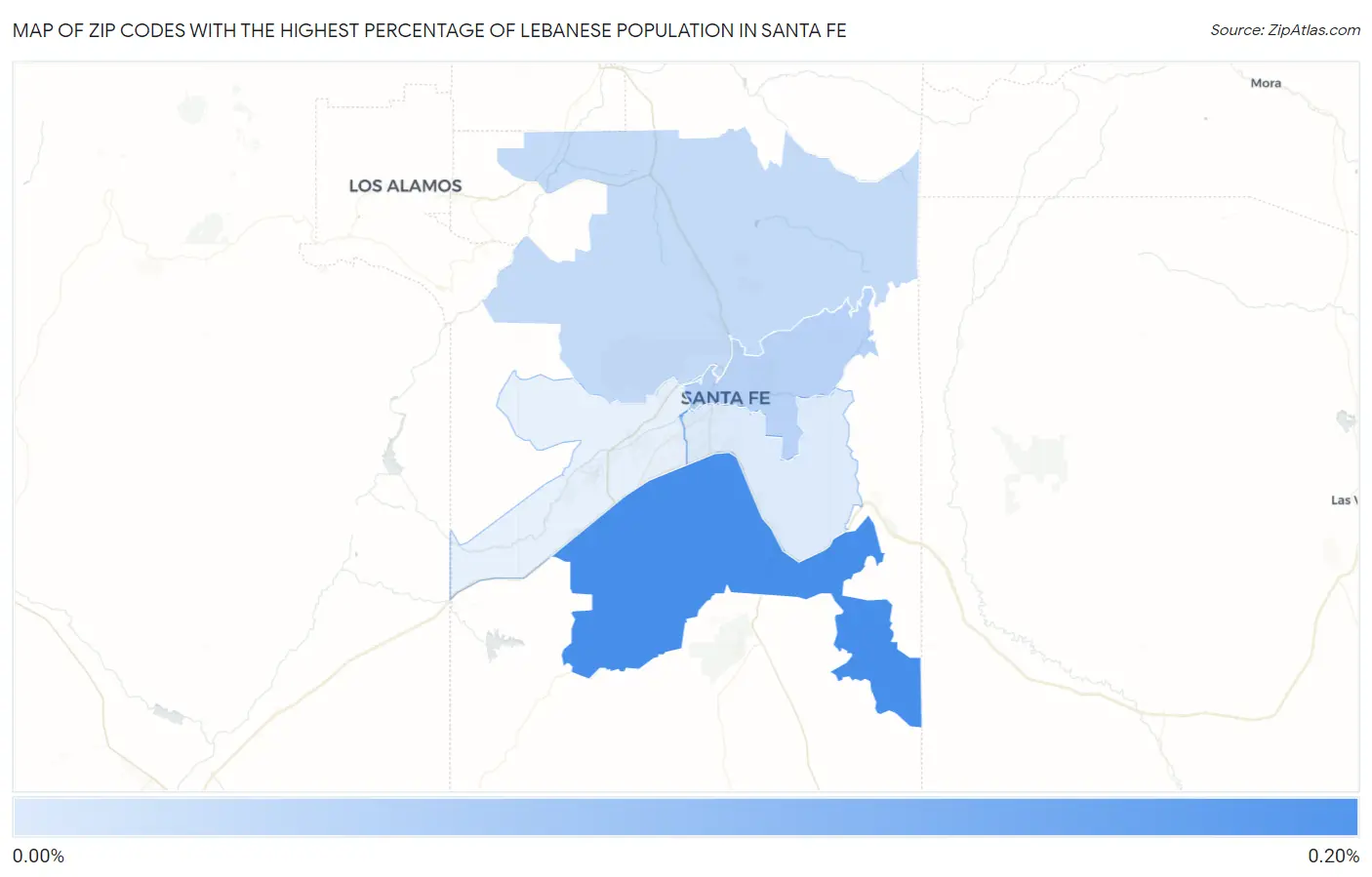 Zip Codes with the Highest Percentage of Lebanese Population in Santa Fe Map