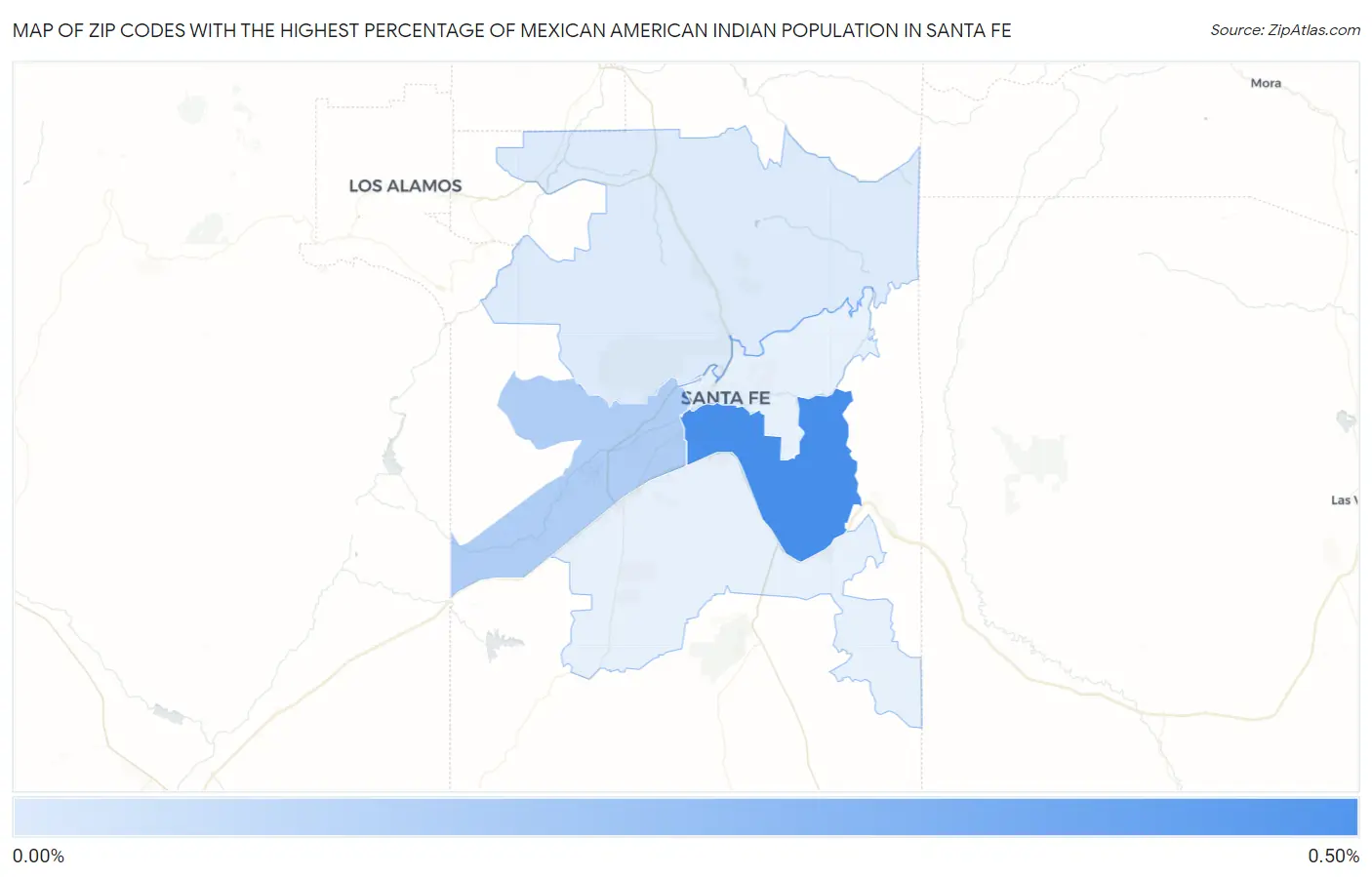 Zip Codes with the Highest Percentage of Mexican American Indian Population in Santa Fe Map