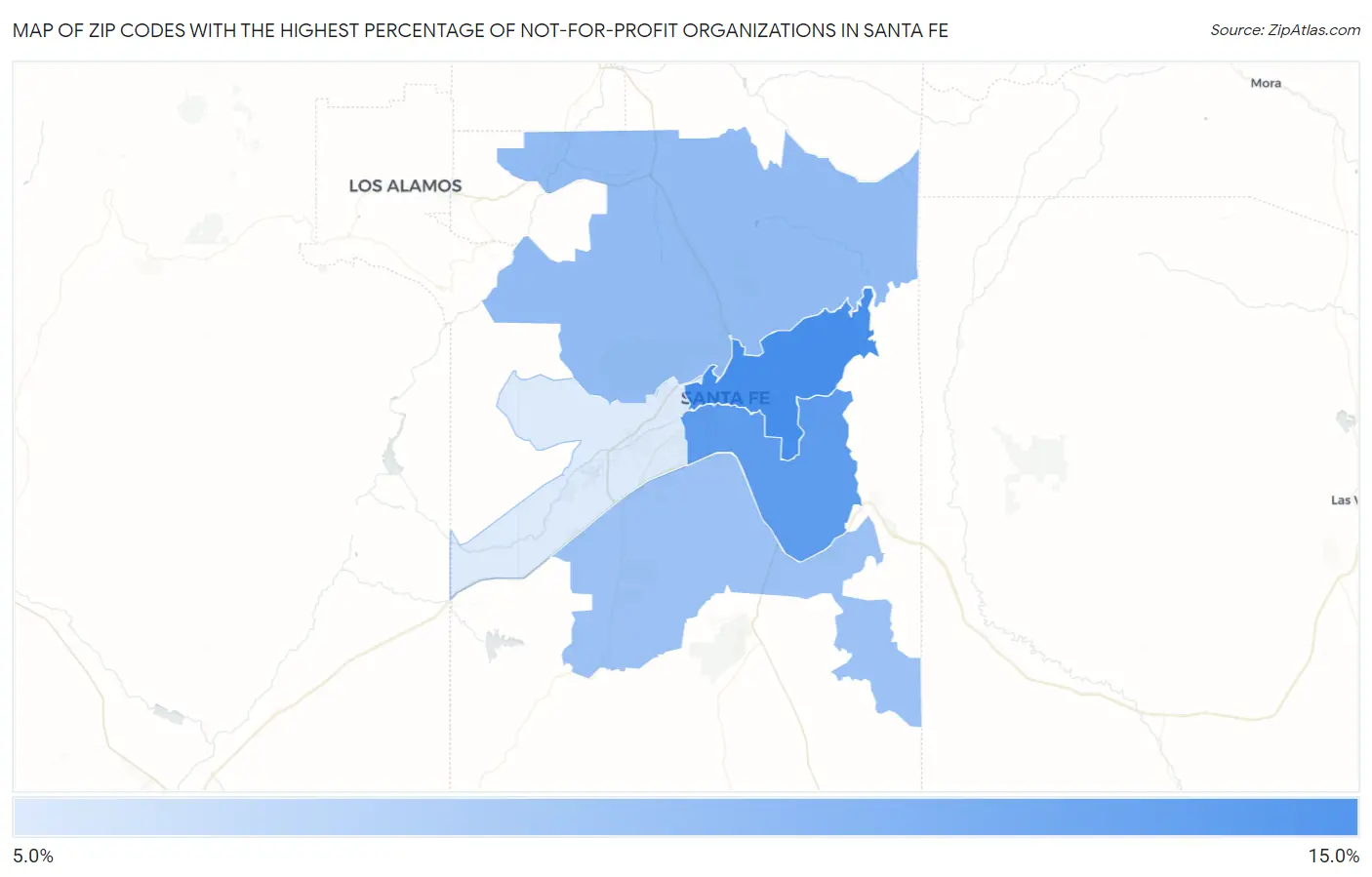 Zip Codes with the Highest Percentage of Not-for-profit Organizations in Santa Fe Map