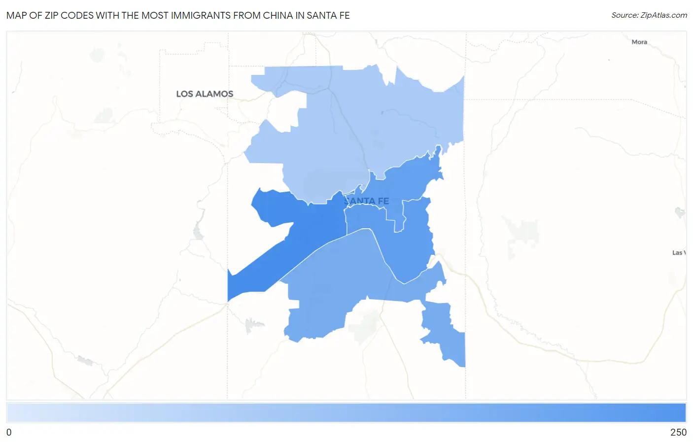 Zip Codes with the Most Immigrants from China in Santa Fe Map