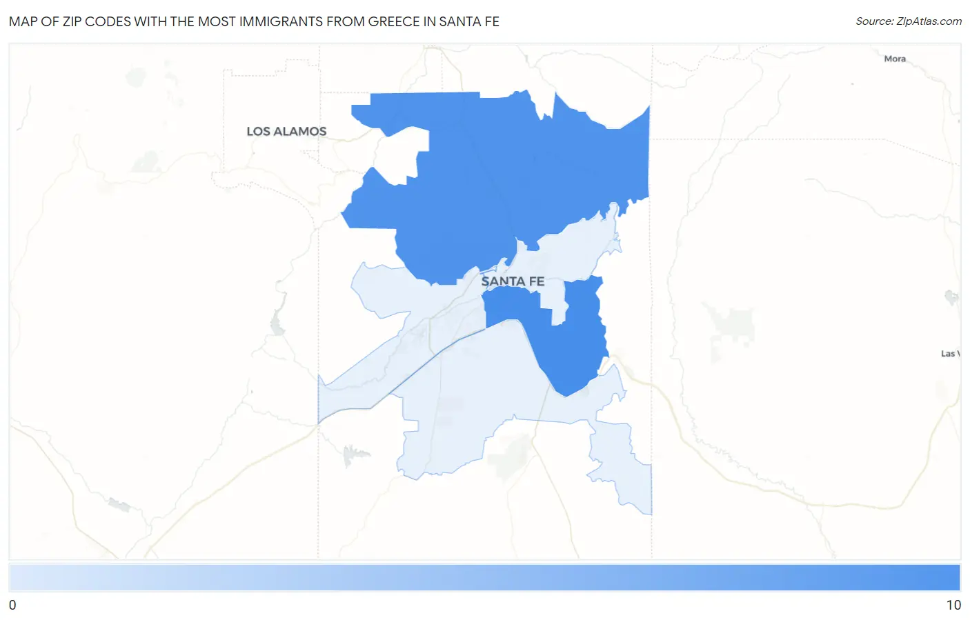 Zip Codes with the Most Immigrants from Greece in Santa Fe Map