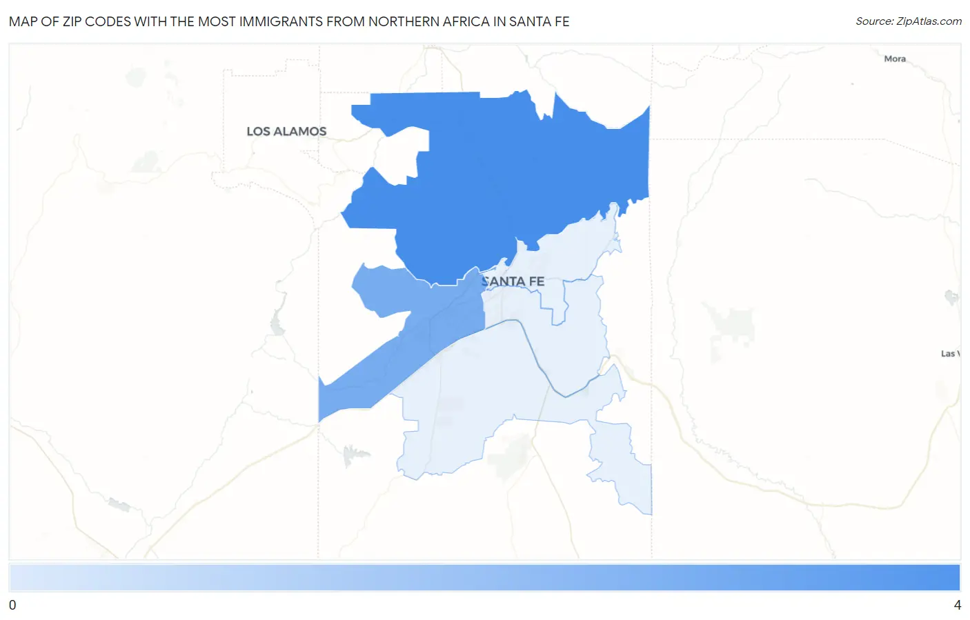 Zip Codes with the Most Immigrants from Northern Africa in Santa Fe Map