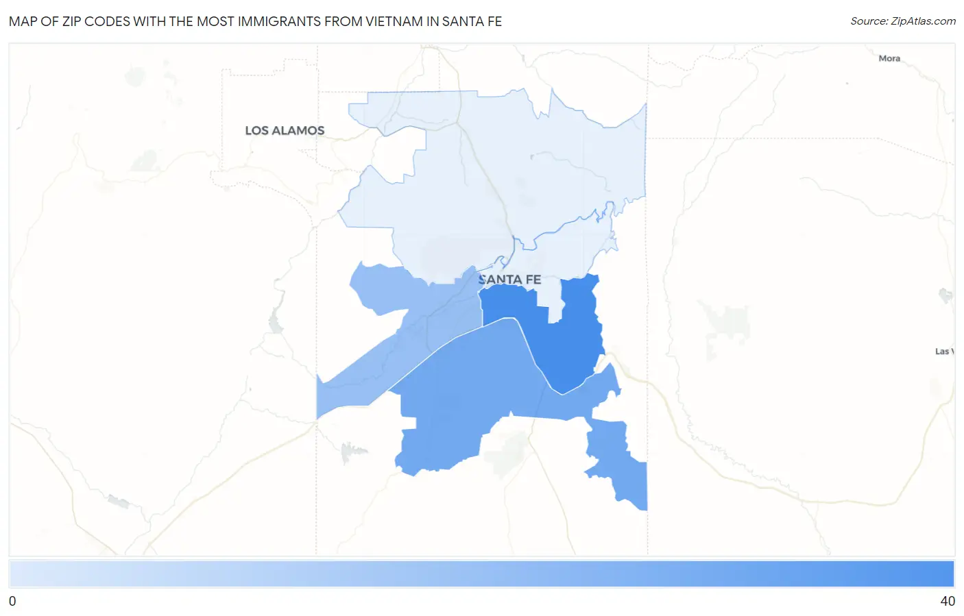 Zip Codes with the Most Immigrants from Vietnam in Santa Fe Map