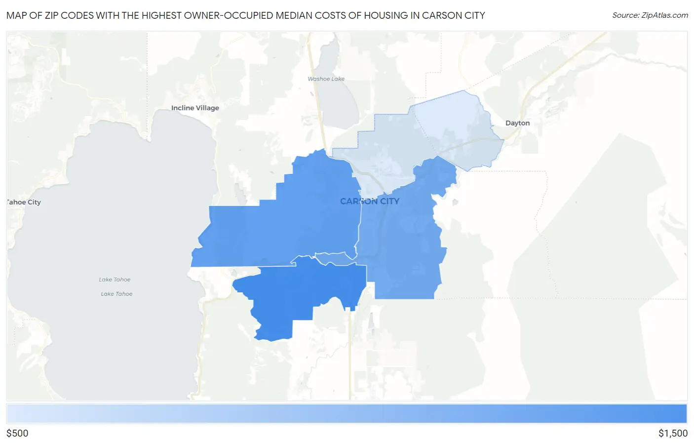 Zip Codes with the Highest Owner-Occupied Median Costs of Housing in Carson City Map
