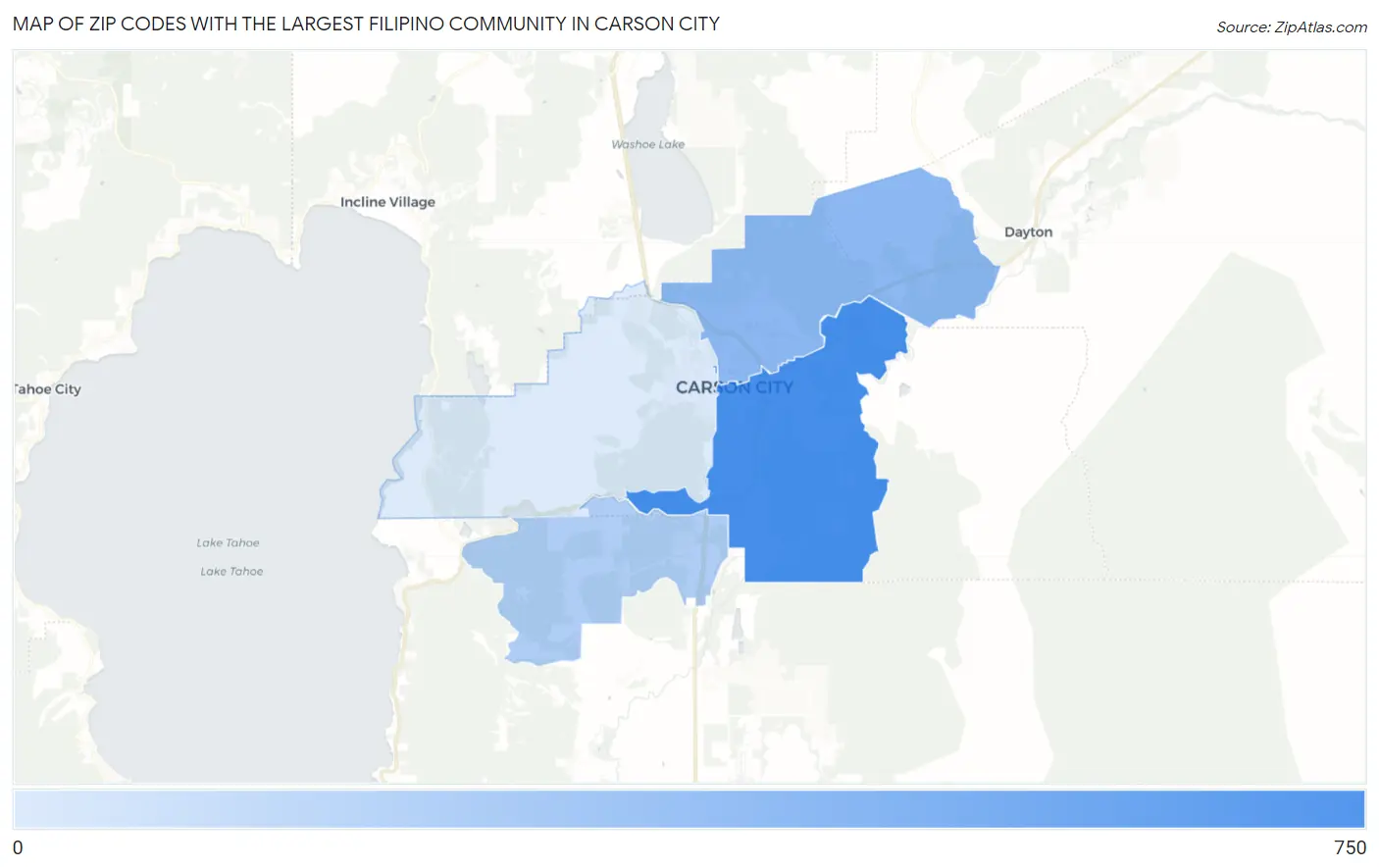 Zip Codes with the Largest Filipino Community in Carson City Map