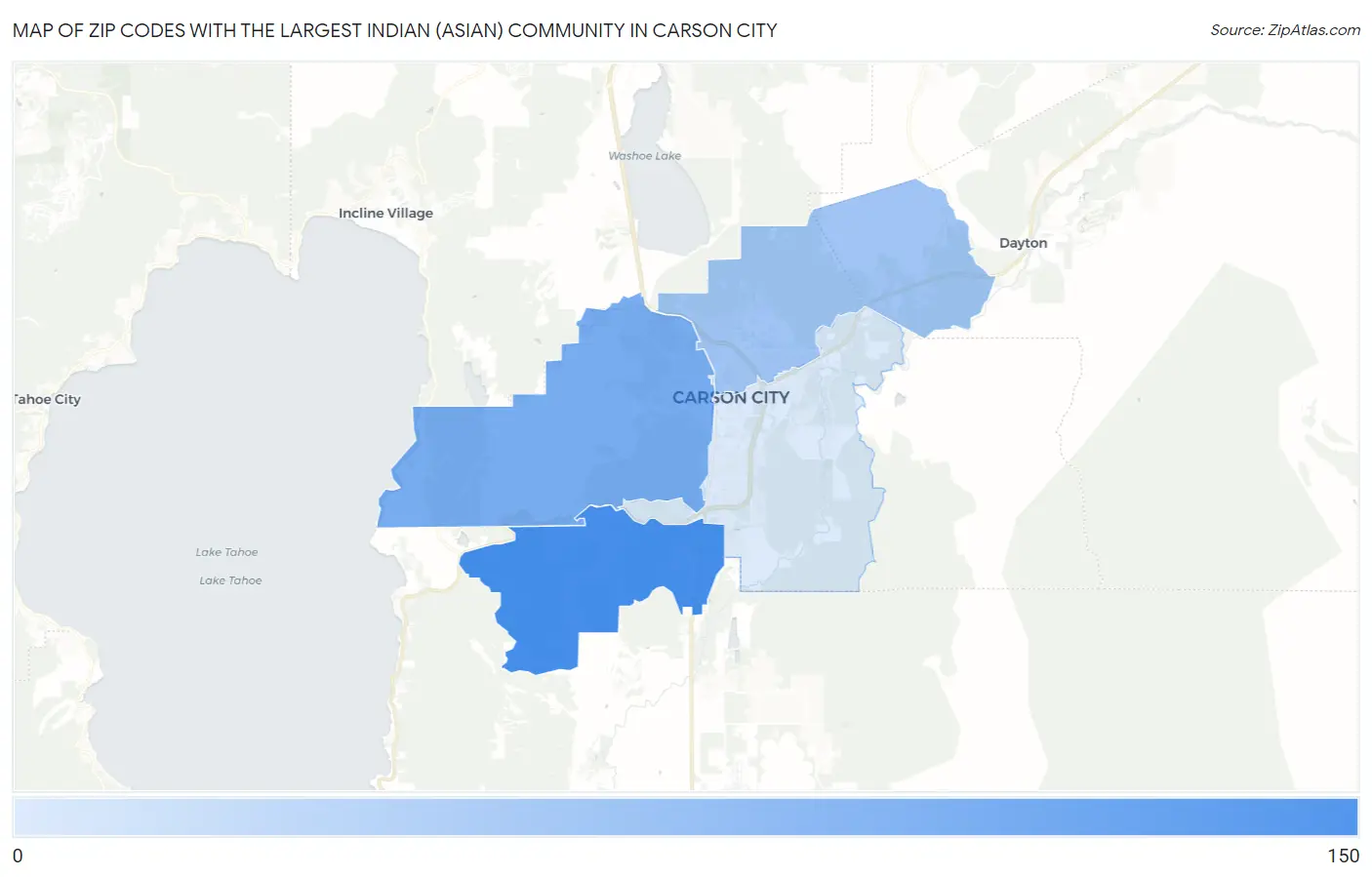 Zip Codes with the Largest Indian (Asian) Community in Carson City Map