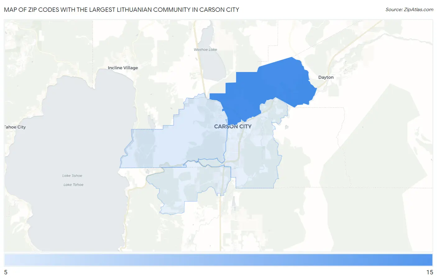Zip Codes with the Largest Lithuanian Community in Carson City Map