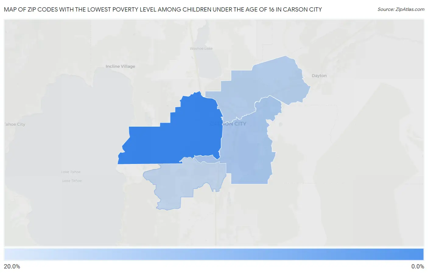 Zip Codes with the Lowest Poverty Level Among Children Under the Age of 16 in Carson City Map