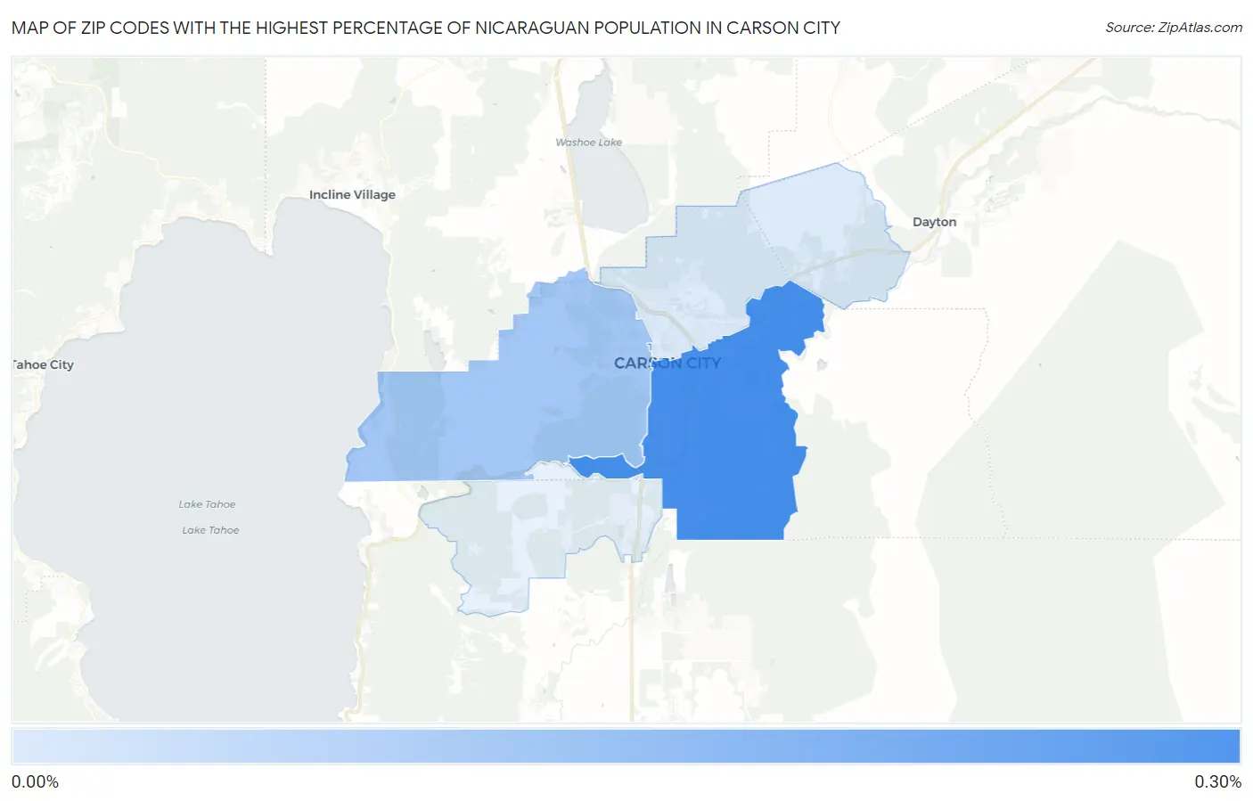 Zip Codes with the Highest Percentage of Nicaraguan Population in Carson City Map
