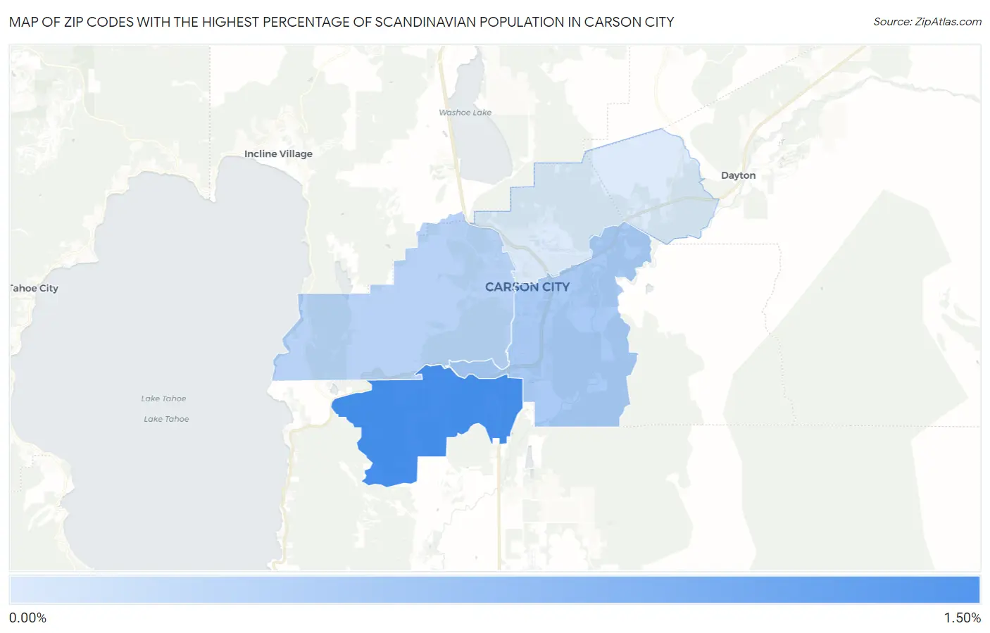Zip Codes with the Highest Percentage of Scandinavian Population in Carson City Map