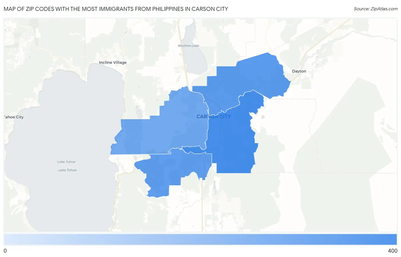 Zip Codes with the Most Immigrants from Philippines in Carson City Map