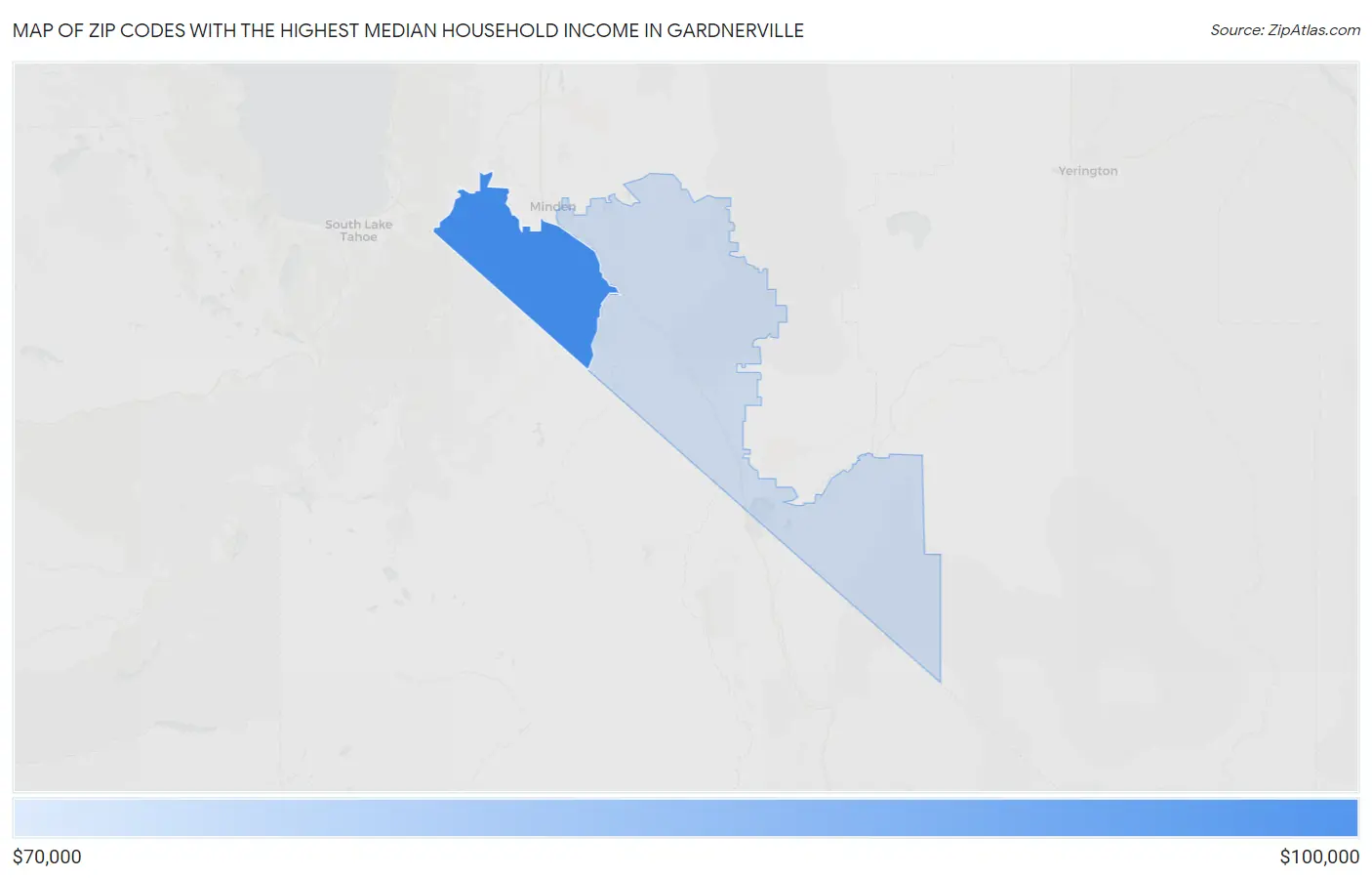 Zip Codes with the Highest Median Household Income in Gardnerville Map