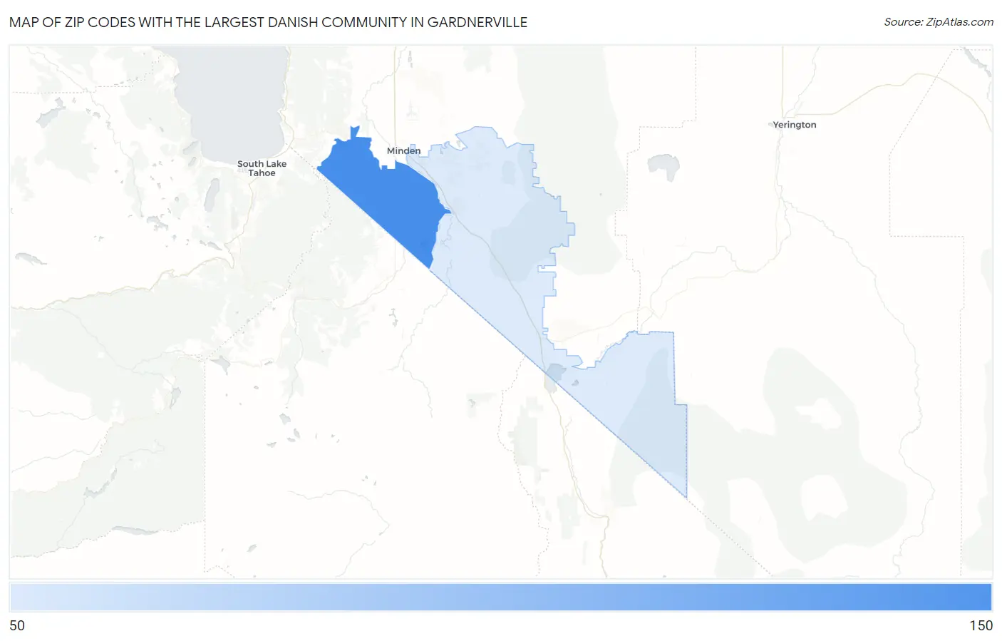 Zip Codes with the Largest Danish Community in Gardnerville Map