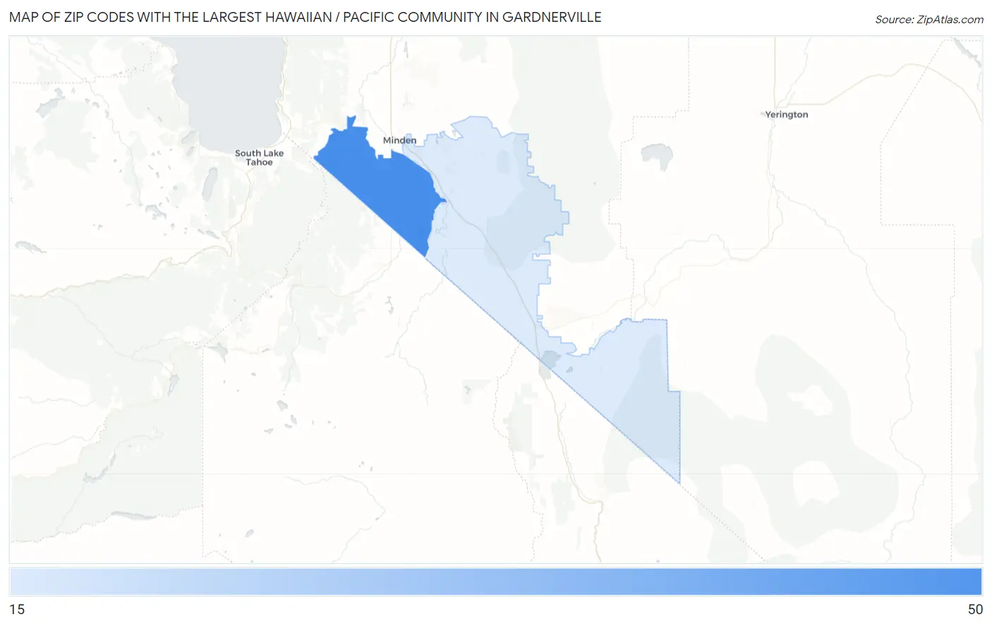 Zip Codes with the Largest Hawaiian / Pacific Community in Gardnerville Map