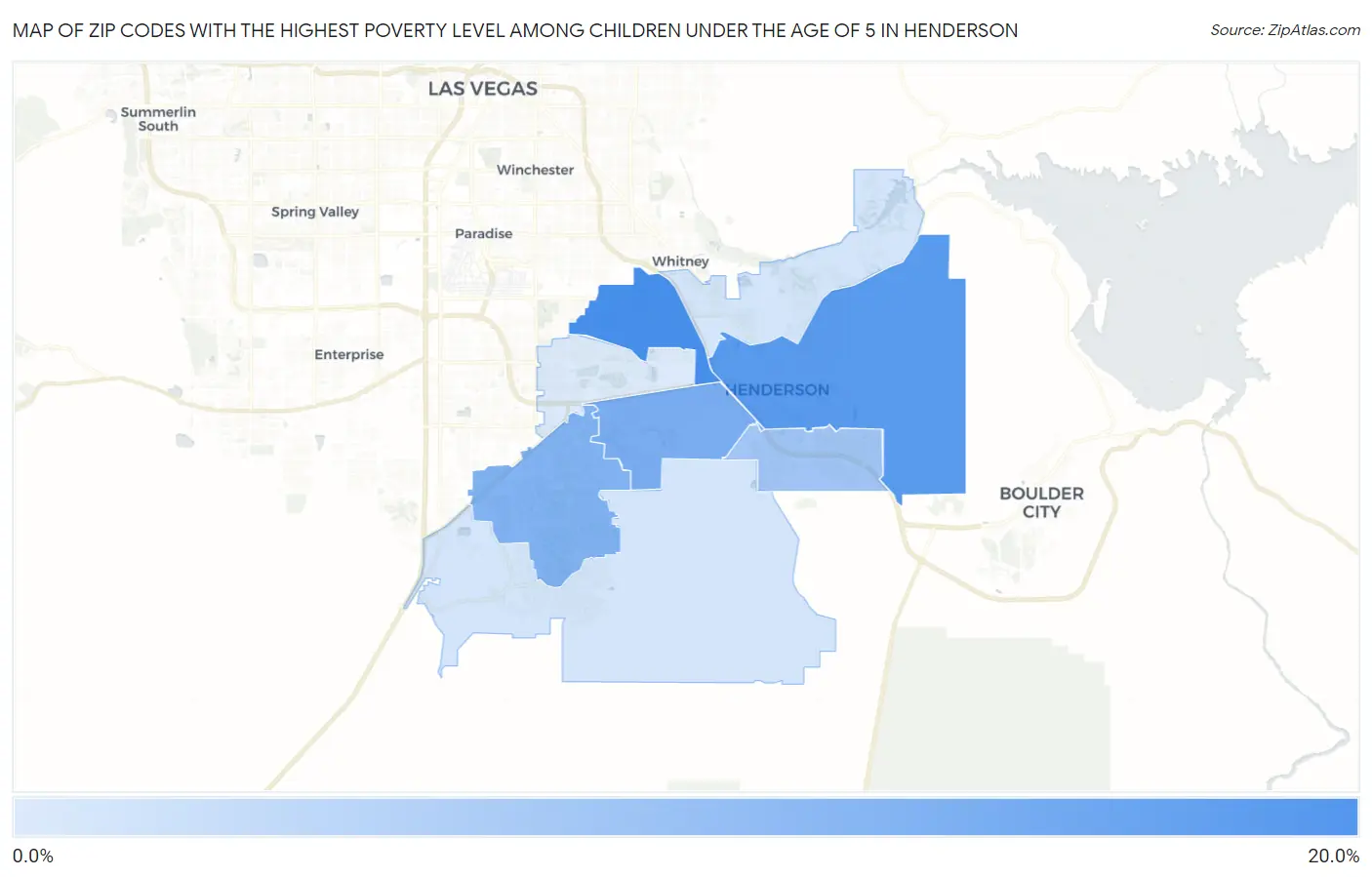 Zip Codes with the Highest Poverty Level Among Children Under the Age of 5 in Henderson Map