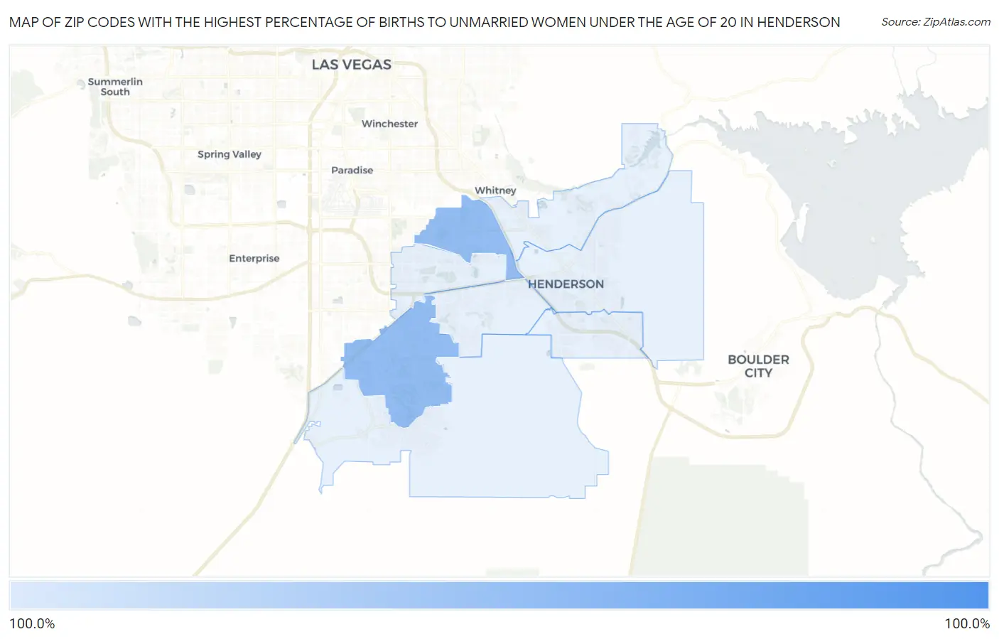Zip Codes with the Highest Percentage of Births to Unmarried Women under the Age of 20 in Henderson Map
