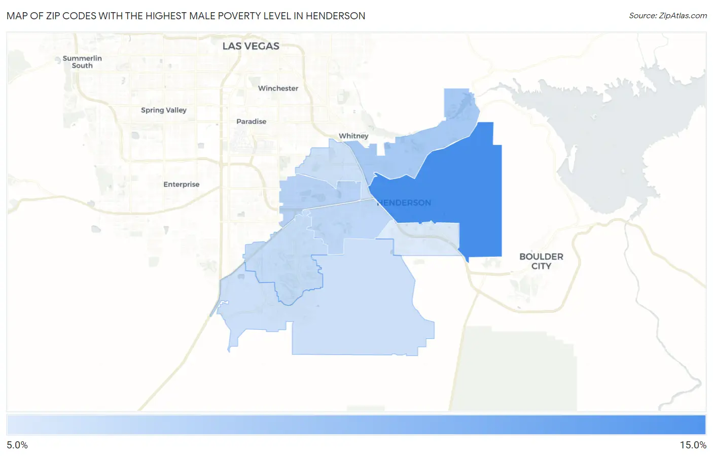Zip Codes with the Highest Male Poverty Level in Henderson Map