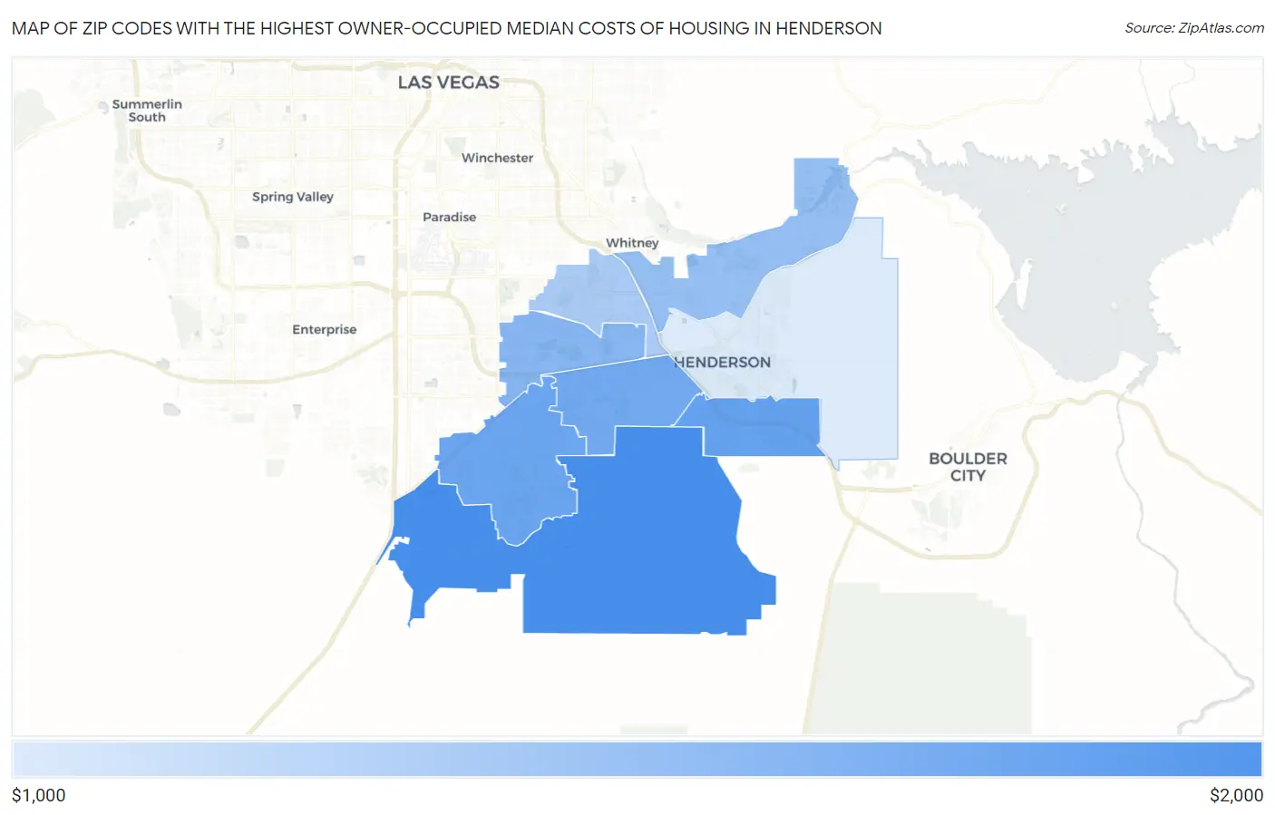 Zip Codes with the Highest Owner-Occupied Median Costs of Housing in Henderson Map