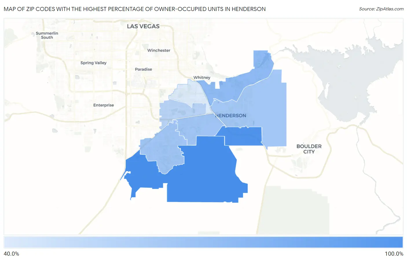 Zip Codes with the Highest Percentage of Owner-Occupied Units in Henderson Map