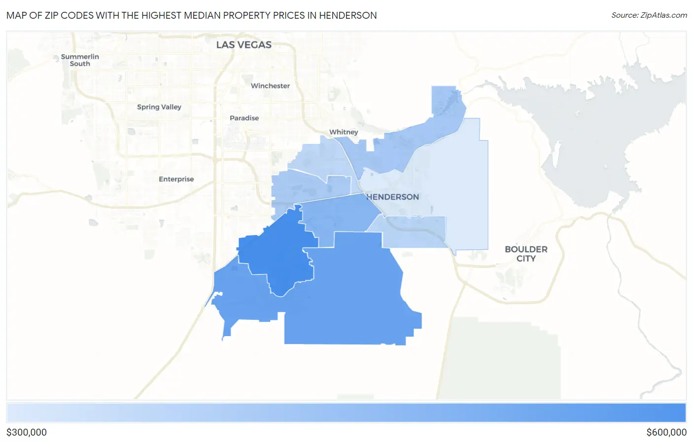 Zip Codes with the Highest Median Property Prices in Henderson Map