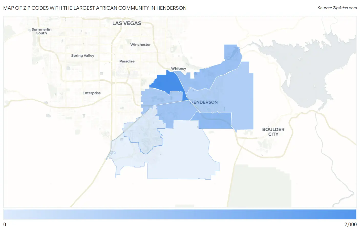 Zip Codes with the Largest African Community in Henderson Map